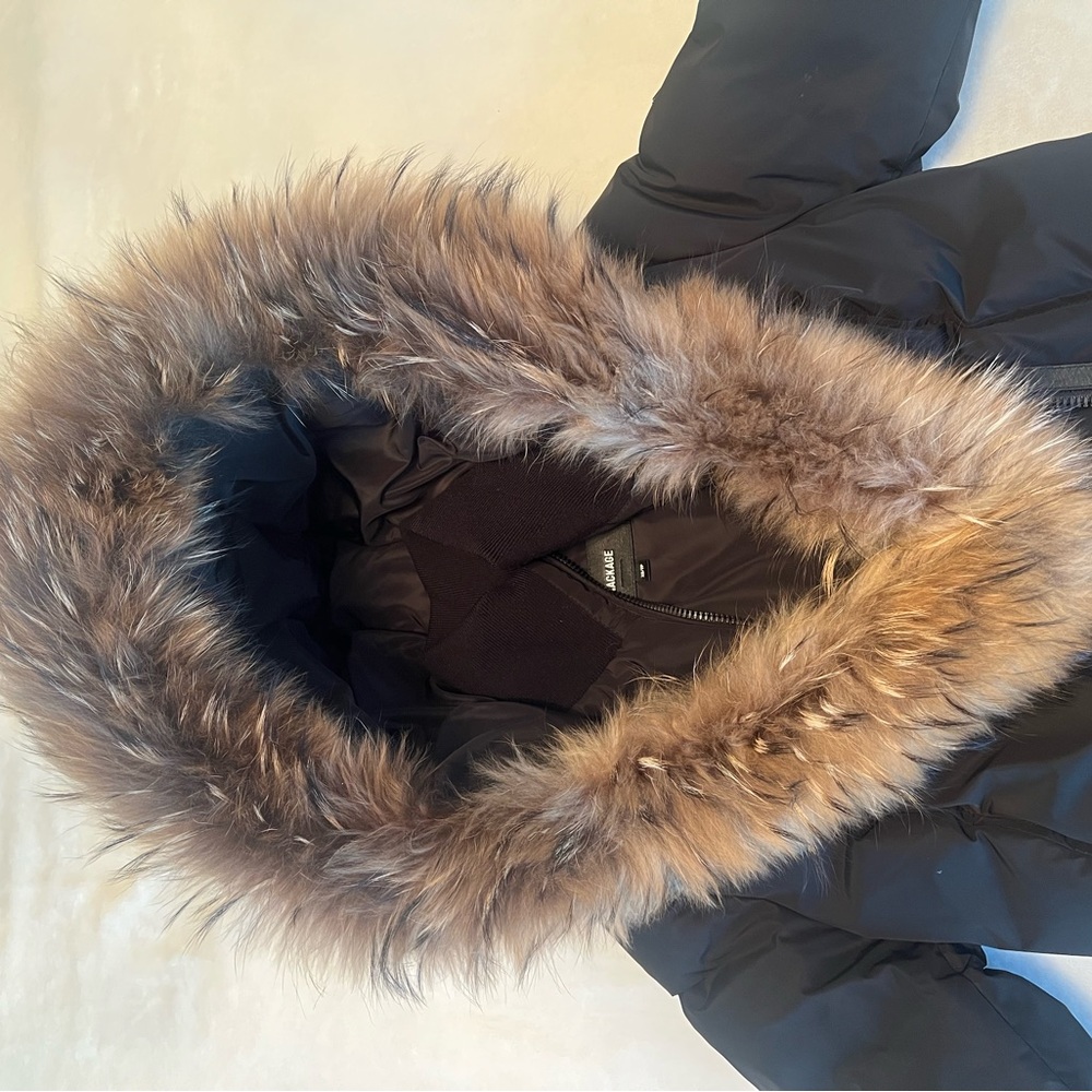 Black Puffer Coat with Faux Fur Hood - Picture 7 of 7